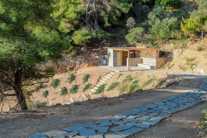 The beach hut in the pines above the cove